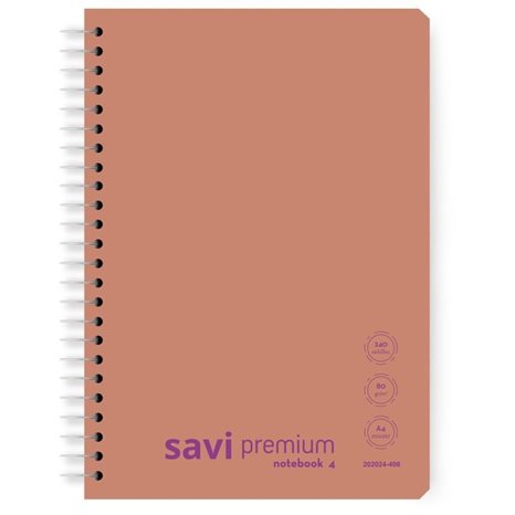 Τετράδιο Σπιράλ Savi Premium Α4 4θ. 240σελ. 202024-403*404*405*406