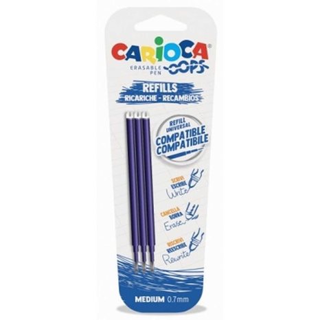 Ανταλακτικό Στυλό Carioca Erasable Oops  Μπλε Μπλίστερ 3τεμ. 43041