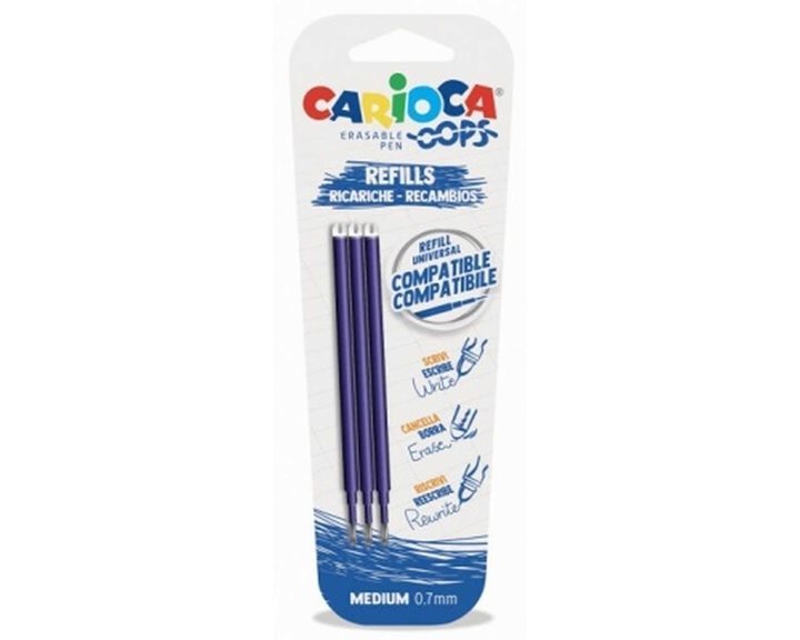 Ανταλακτικό Στυλό Carioca Erasable Oops  Μπλε Μπλίστερ 3τεμ. 43041