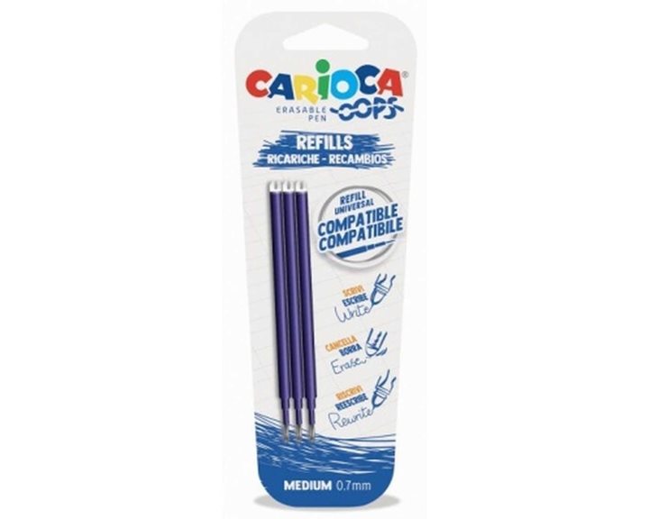 Ανταλακτικό Στυλό Carioca Erasable Oops  Μπλε Μπλίστερ 3τεμ. 43041/02