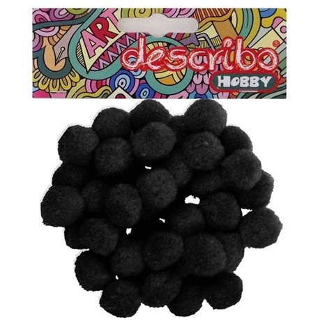 Pompons Describo 25mm Σετ 50τεμ. Μαύρο