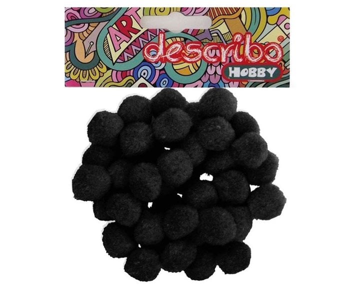 Pompons Describo 25mm Σετ 50τεμ. Μαύρο