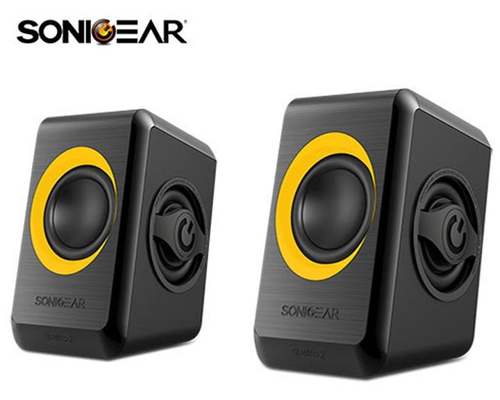 SONIC GEARS USB POWERED QUAD BASS SPEAKERS 2,0 BLACK SUNNY ORANGE