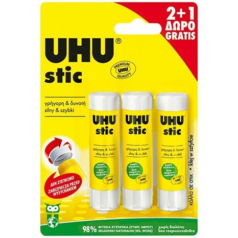 Κόλλα UHU Stick 8,2gr looney tunes  2+1 Φυσική Κόλλα 98%