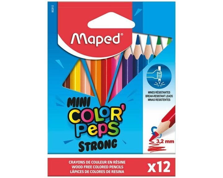 Ξυλομπογιές Maped Color Peps Strong Mini 12τεμ. 862812