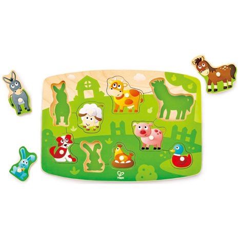 Hape Happy Puzzles Ξυλ.Παζλ Ζωακια Αγροκτηματος Peg 0401.E1408A
