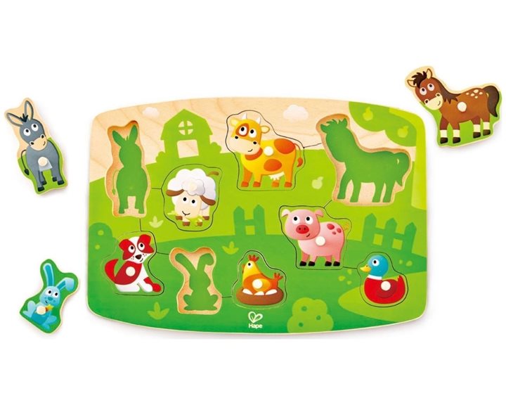 Hape Happy Puzzles Ξυλ.Παζλ Ζωακια Αγροκτηματος Peg 0401.E1408A