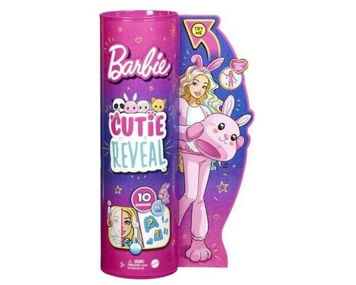 Mattel Barbie Cutie Reveal Doll With Bunny Plush Costume And 10 Surprises Including Mini Pet And Color ChangeΙ HHG19