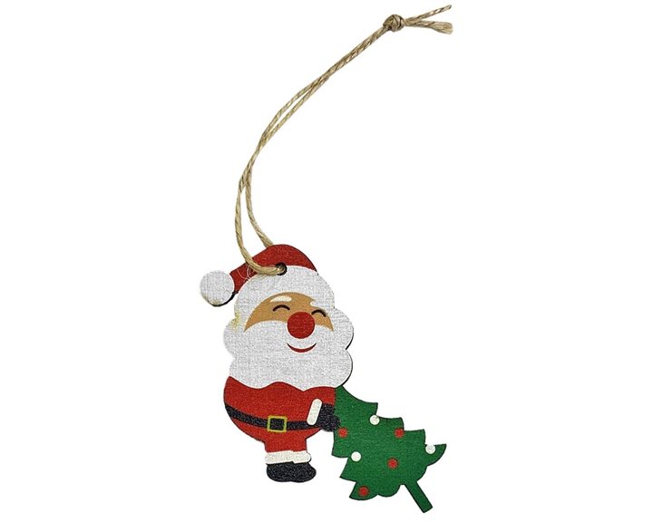 Στολίδι Ξύλινο Άγιος Βασίλης Με Δέντρο 8cm Xmasfest 1133176