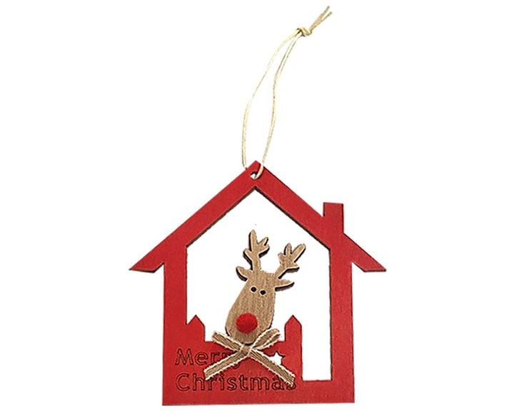 Τάρανδος Σε Σπιτάκι Στολίδι Κρεμαστό 10x9cm Xmasfest 1133275