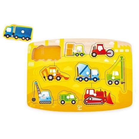 Hape Happy Puzzles Ξυλ.Παζλ Οχηματα Construction Peg 0401.E1407A