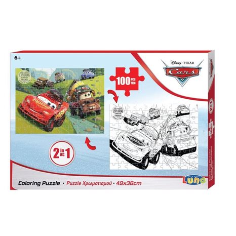 Παζλ Luna Χρωματισμού δύο όψεων 100τμχ  Cars 562638