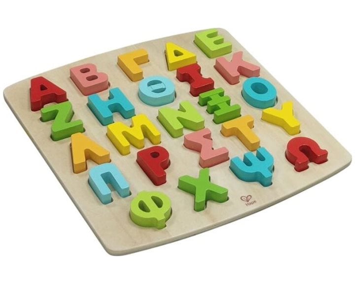 Hape Happy Puzzles Ξύλινο Παζλ Alphabet-Greek (E8661AG53)