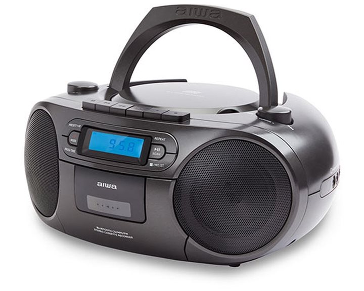 AIWA PORTABLE CD/MP3/USB/TAPE/BT WITH FM PLL RADIO BLACK