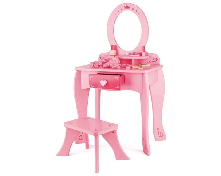 Hape Ξύλινο Σετ Dresser Table And Stool Girl's Vanity-Pink (E8350A)