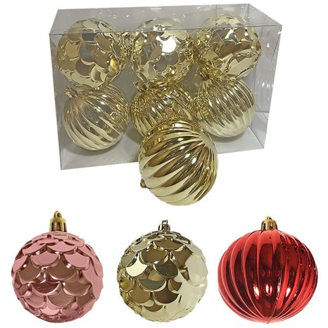 Μπάλες Ανάγλυφες Πακ=6τεμ Φ8 Φ8cm Xmasfest 1132774