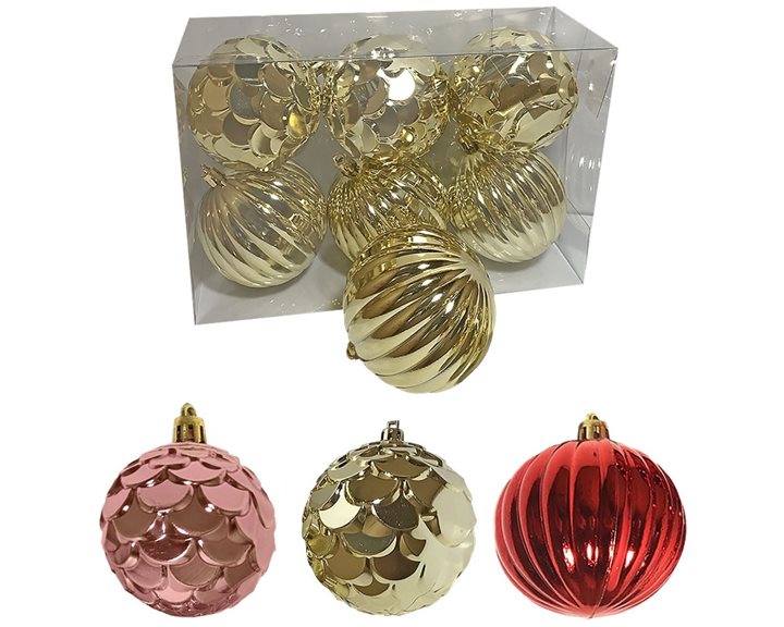 Μπάλες Ανάγλυφες Πακ=6τεμ Φ8 Φ8cm Xmasfest 1132774