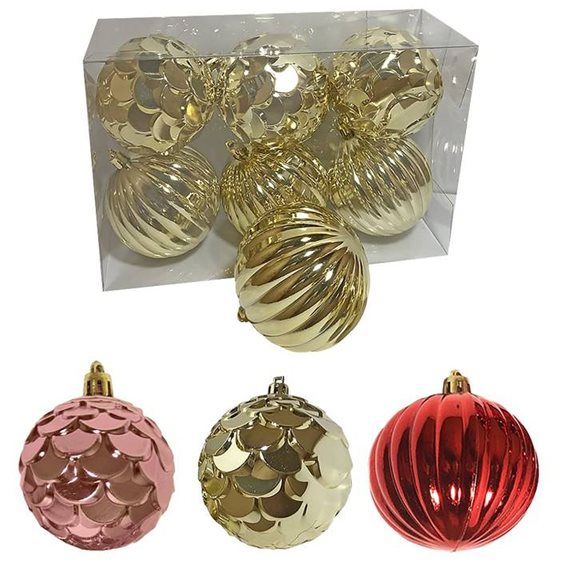 Μπάλες Ανάγλυφες Πακ=6τεμ Φ8 Φ8cm Xmasfest 1132774