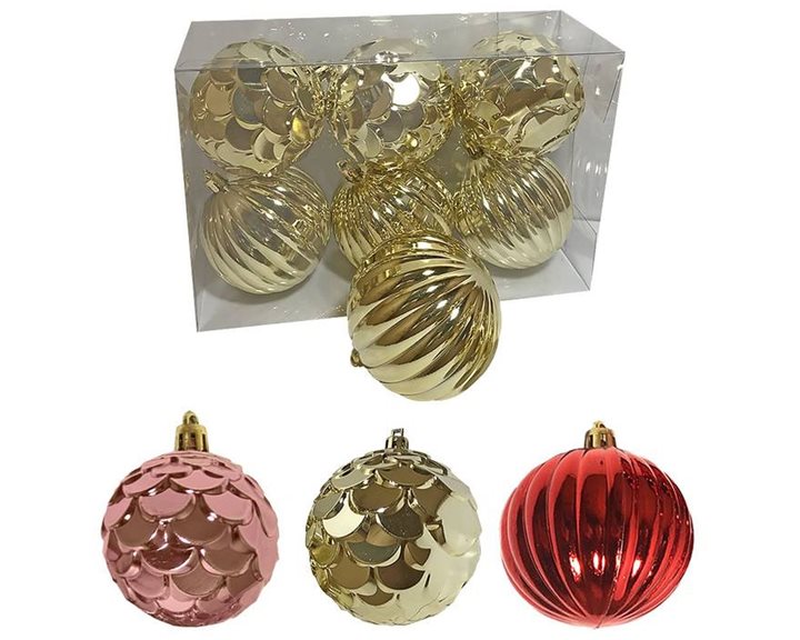 Μπάλες Ανάγλυφες Πακ=6τεμ Φ8 Φ8cm Xmasfest 1132774