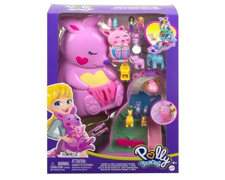 Mattel Polly Pocket Mini - Τρέντι Τσαντάκι Mama and Joey Kangaroo