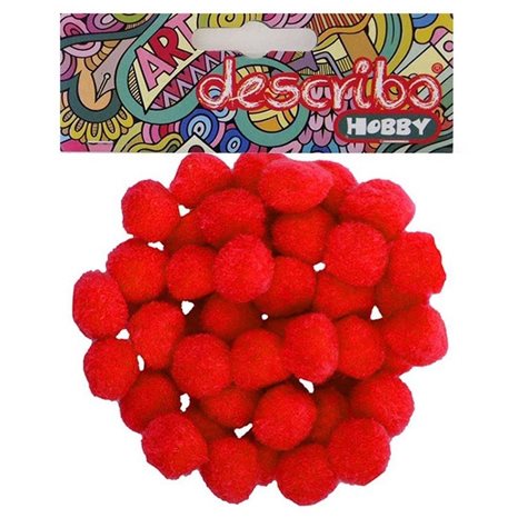 Pompons Describo 25mm Σετ 50τεμ. Κόκκινο