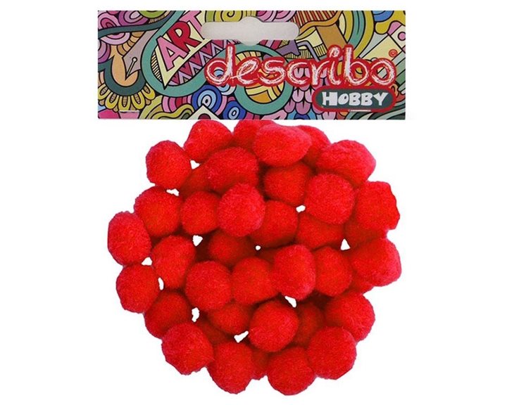 Pompons Describo 25mm Σετ 50τεμ. Κόκκινο