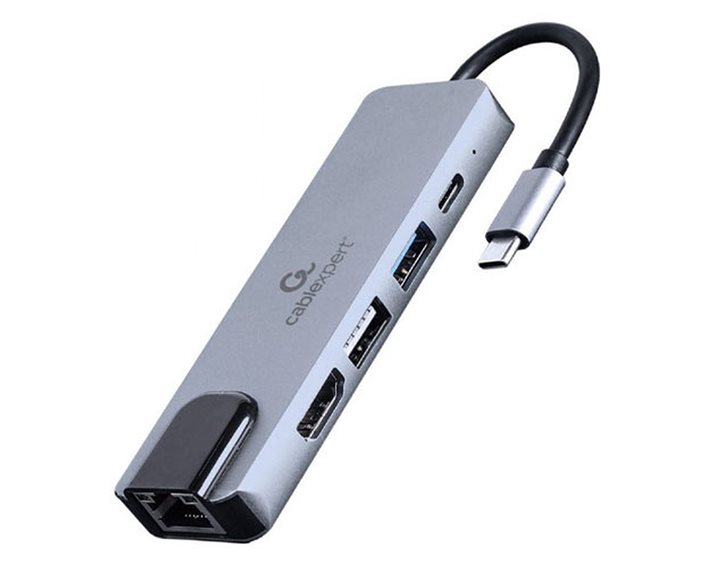 CABLEXPERT USB TYPE-C 5IN1 MULTI-PORT ADAPTER (HUB+HDMI+PD+LAN)