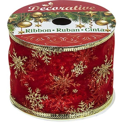 Κορδέλα Χριστουγέννων Οργάντζα-Glitter 6,3cm X5,5m Xmasfest 1132244