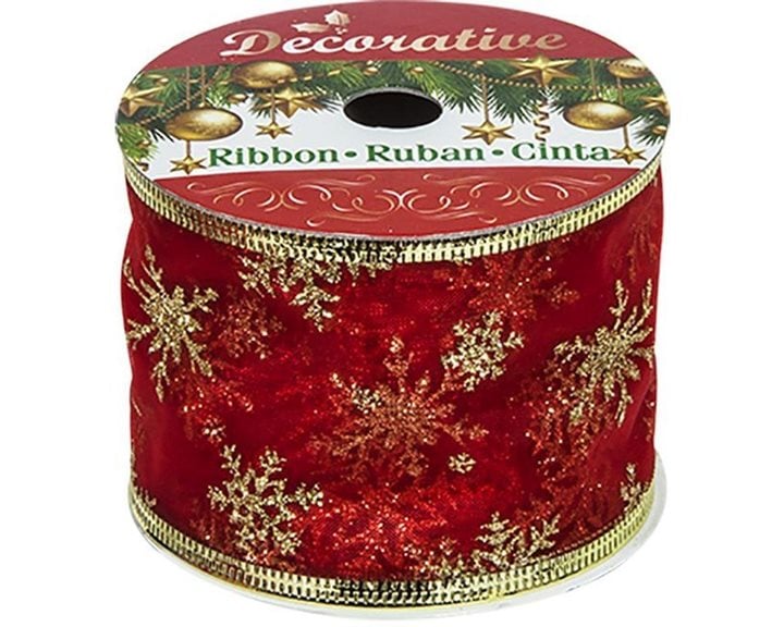 Κορδέλα Χριστουγέννων Οργάντζα-Glitter 6,3cm X5,5m Xmasfest 1132244