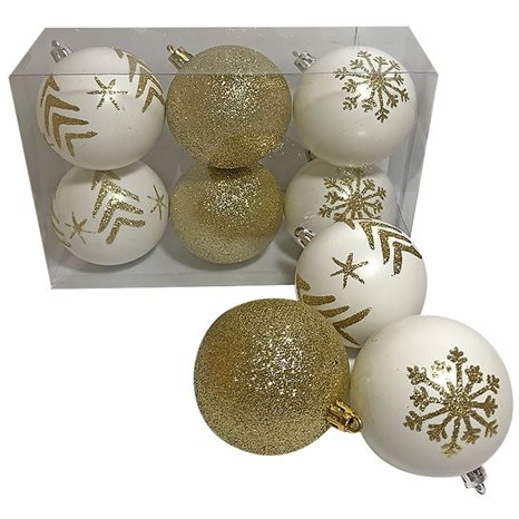 Μπάλες 4 Λευκές & 2 Χρυσές Φ7 Φ7cm Xmasfest 1132780