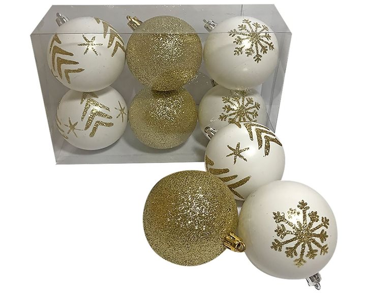 Μπάλες 4 Λευκές & 2 Χρυσές Φ7 Φ7cm Xmasfest 1132780
