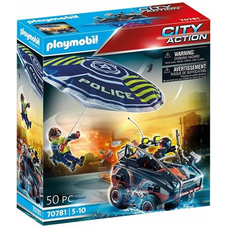 Playmobil City Action Καταδίωξη Αμφίβιου Οχήματος Από Αστυνομικό Αλεξίπτωτο 70781