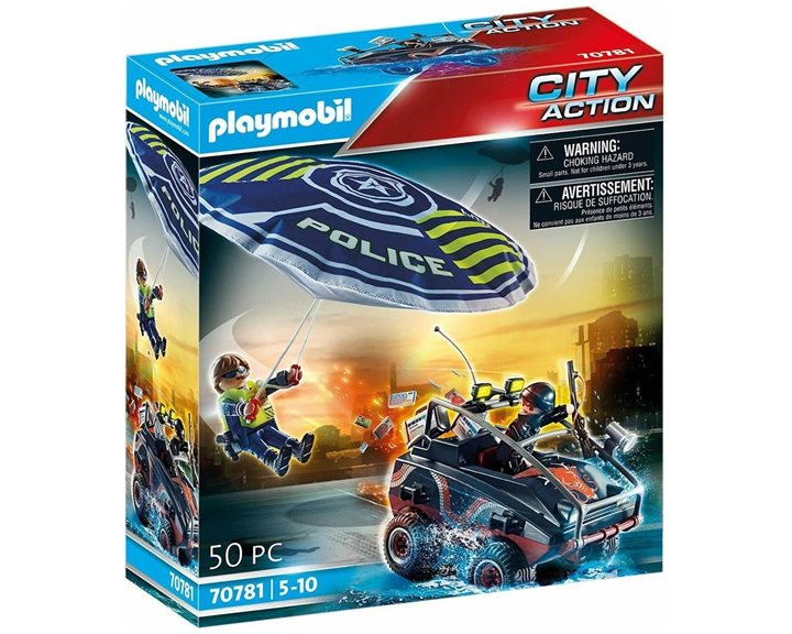 Playmobil City Action Καταδίωξη Αμφίβιου Οχήματος Από Αστυνομικό Αλεξίπτωτο 70781