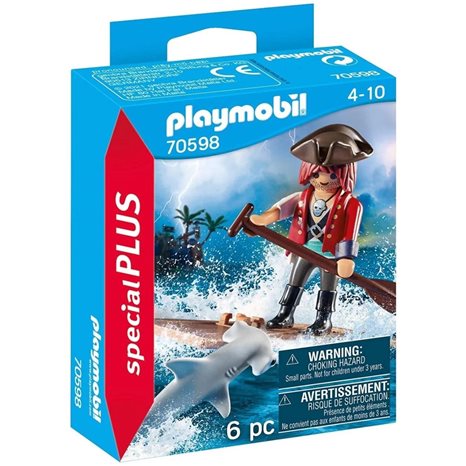 Playmobil Special Plus Πειρατής Με Σχεδία Και Σφυροκέφαλος Καρχαρίας 70598