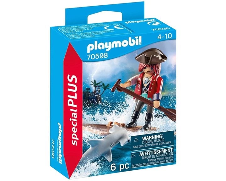 Playmobil Special Plus Πειρατής Με Σχεδία Και Σφυροκέφαλος Καρχαρίας 70598
