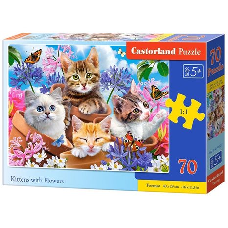Παζλ Castorland 70 τμχ 40x29cm Kittens With Flowers B--070107