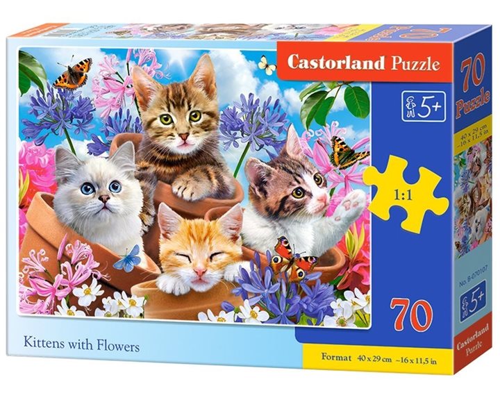 Παζλ Castorland 70 τμχ 40x29cm Kittens With Flowers B--070107