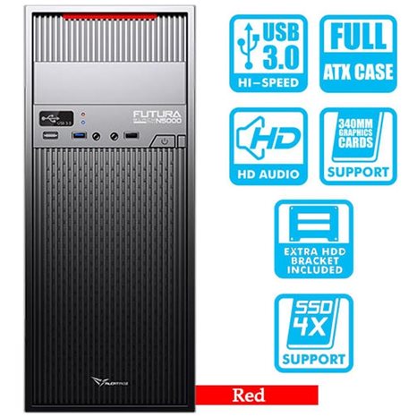 ALCATROZ PC CASE WITH PSU 450W FUTURA RED PRO N5000