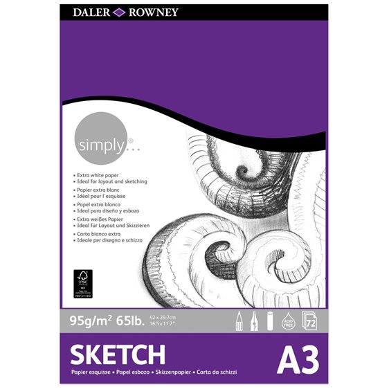 Simply A3 Sketching Pad 72φ. 95gsm 434935300