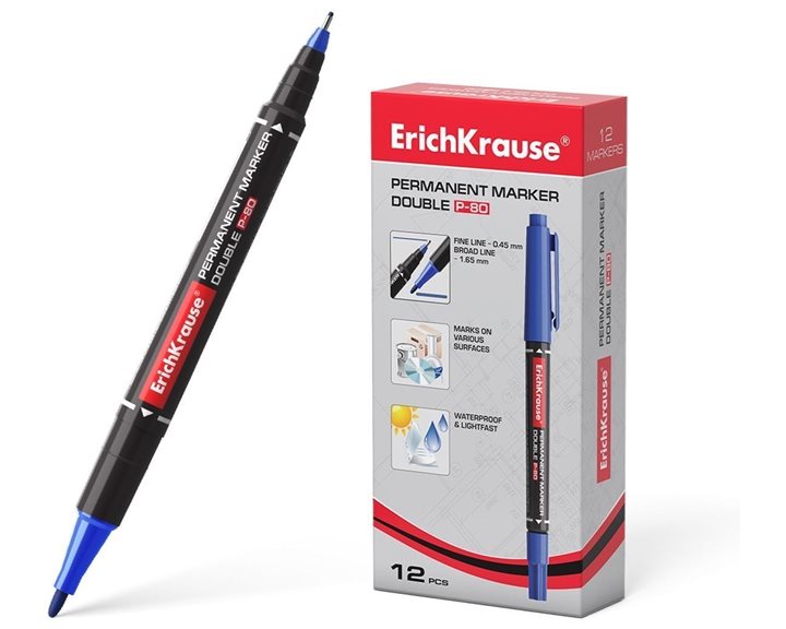 Μαρκαδόρος Διπλός Ανεξίτηλος Erichkrause P-80 0.45mm-1.65mm Μπλε 48184