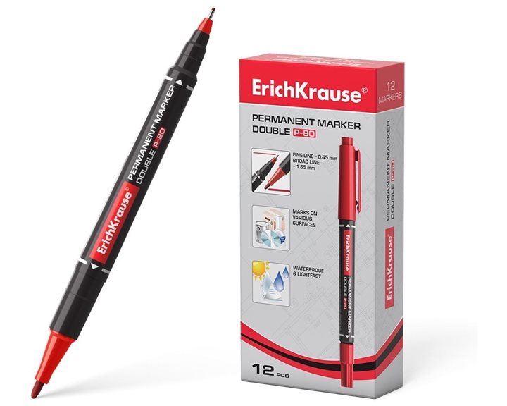 Μαρκαδόρος Διπλός Ανεξίτηλος Erichkrause P-80 0.45mm-1.65mm Κόκκινος 48185