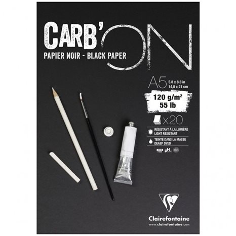 Μπλοκ Clairefontaine Μαύρο  Carbon 14.8x21cm  20φ.120gr