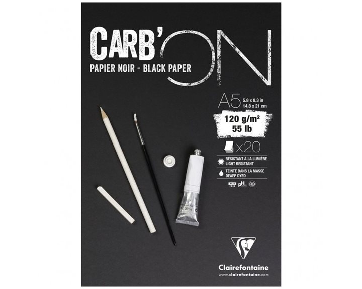 Μπλοκ Clairefontaine Μαύρο  Carbon 14.8x21cm  20φ.120gr
