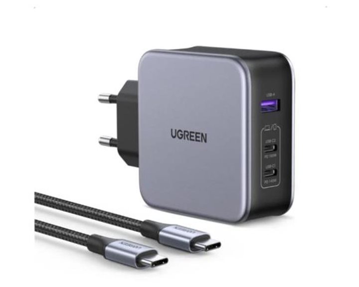 Charger GaN UGREEN CD289 140W Combo+Type C cable Black 90549