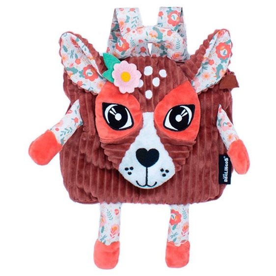 Les Deglingos Melimelos the Deer Παιδική Τσάντα Πλάτης Καφέ 25x25εκ.