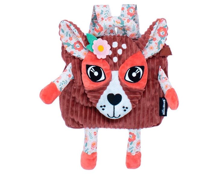 Les Deglingos Melimelos the Deer Παιδική Τσάντα Πλάτης Καφέ 25x25εκ.