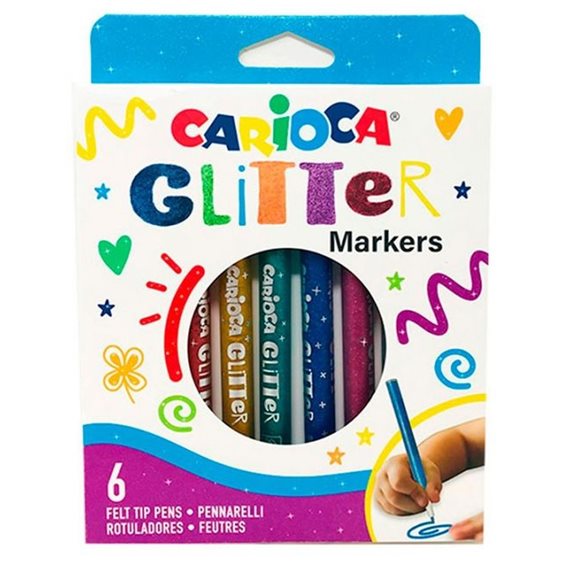 Carioca Glitter Μαρκαδόροι Ζωγραφικής σε 6 Χρώματα 42190