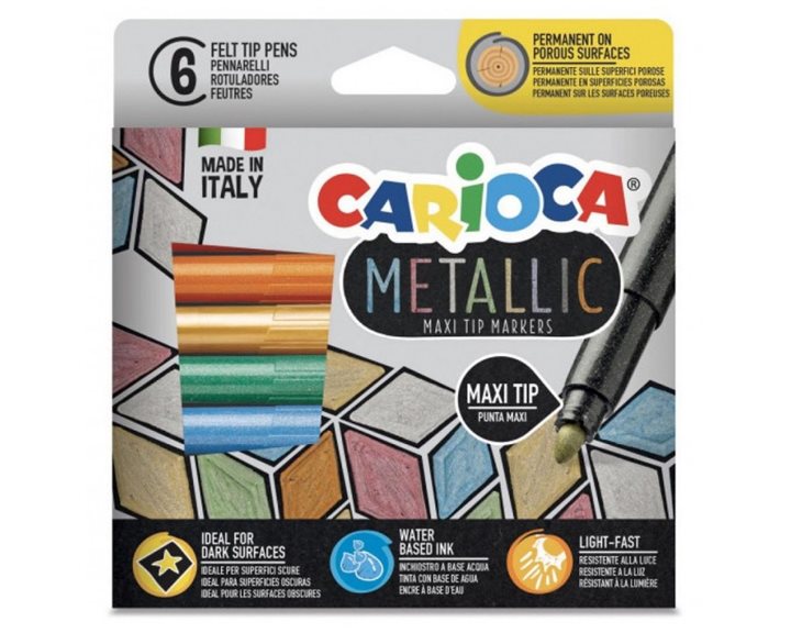 Μαρκαδόροι Carioca Jumbo Metallic Σετ 6τμχ 43161