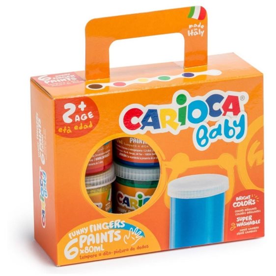 Δαχτυλομπογιές Carioca Baby (2+) 6 Χρώματα (Χ80ml)