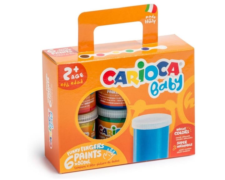 Δαχτυλομπογιές Carioca Baby (2+) 6 Χρώματα (Χ80ml)
